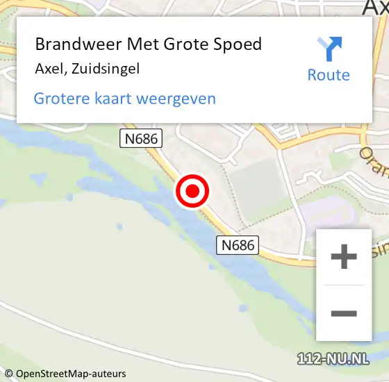 Locatie op kaart van de 112 melding: Brandweer Met Grote Spoed Naar Axel, Zuidsingel op 27 februari 2018 18:50