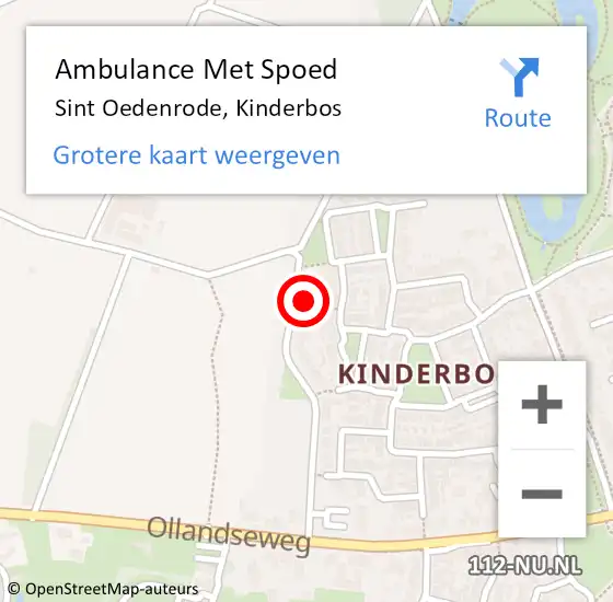 Locatie op kaart van de 112 melding: Ambulance Met Spoed Naar Sint Oedenrode, Kinderbos op 27 februari 2018 19:02