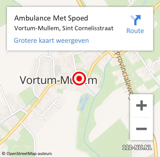 Locatie op kaart van de 112 melding: Ambulance Met Spoed Naar Vortum-Mullem, Sint Cornelisstraat op 27 februari 2018 19:42