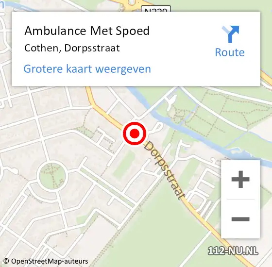 Locatie op kaart van de 112 melding: Ambulance Met Spoed Naar Cothen, Dorpsstraat op 27 februari 2018 19:42