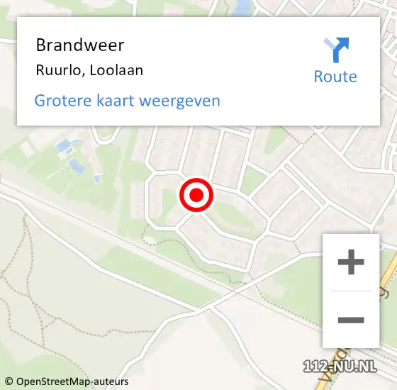 Locatie op kaart van de 112 melding: Brandweer Ruurlo, Loolaan op 27 februari 2018 20:02