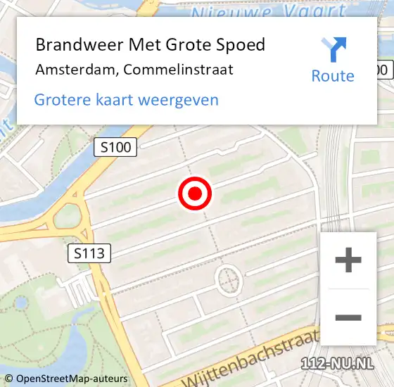 Locatie op kaart van de 112 melding: Brandweer Met Grote Spoed Naar Amsterdam, Commelinstraat op 27 februari 2018 20:37