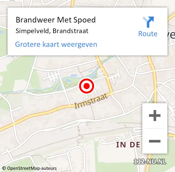 Locatie op kaart van de 112 melding: Brandweer Met Spoed Naar Simpelveld, Brandstraat op 27 februari 2018 22:39