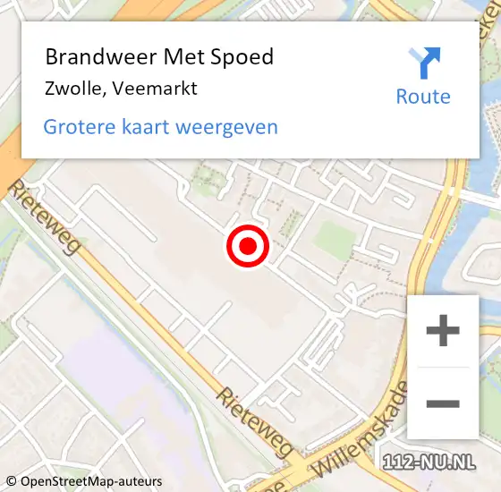 Locatie op kaart van de 112 melding: Brandweer Met Spoed Naar Zwolle, Veemarkt op 27 februari 2018 22:44