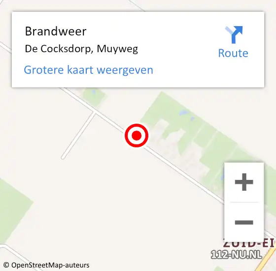 Locatie op kaart van de 112 melding: Brandweer De Cocksdorp, Muyweg op 27 februari 2018 22:52