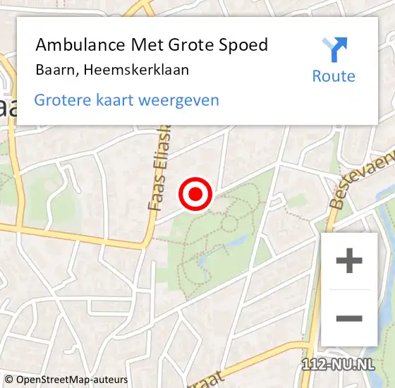 Locatie op kaart van de 112 melding: Ambulance Met Grote Spoed Naar Baarn, Heemskerklaan op 27 februari 2018 23:05