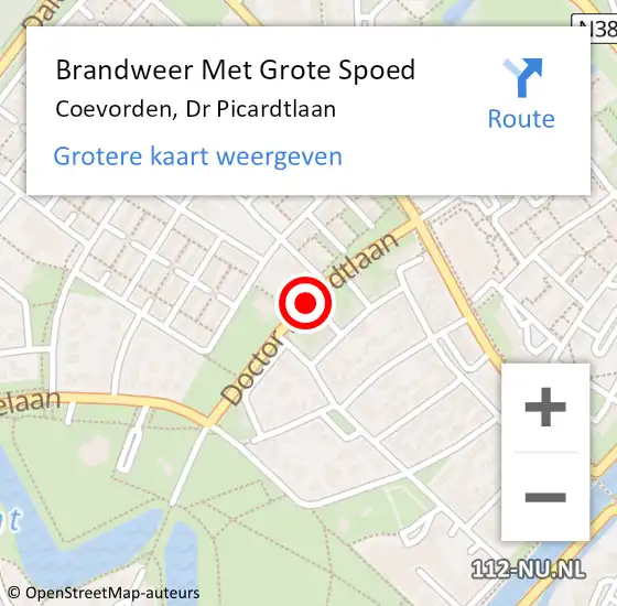 Locatie op kaart van de 112 melding: Brandweer Met Grote Spoed Naar Coevorden, Dr Picardtlaan op 27 februari 2018 23:51