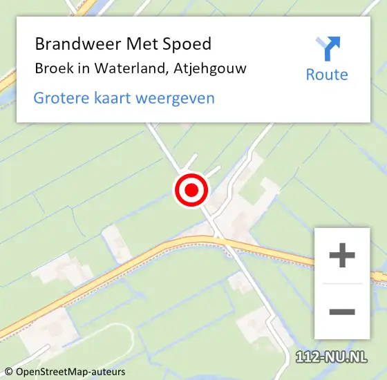 Locatie op kaart van de 112 melding: Brandweer Met Spoed Naar Broek in Waterland, Atjehgouw op 27 februari 2018 23:52