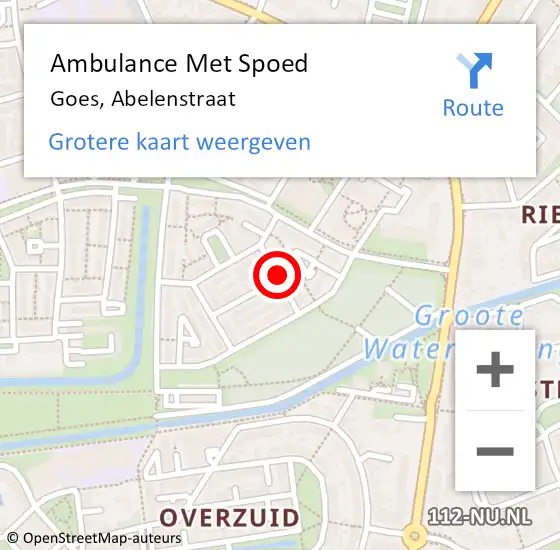 Locatie op kaart van de 112 melding: Ambulance Met Spoed Naar Goes, Abelenstraat op 28 februari 2018 00:10