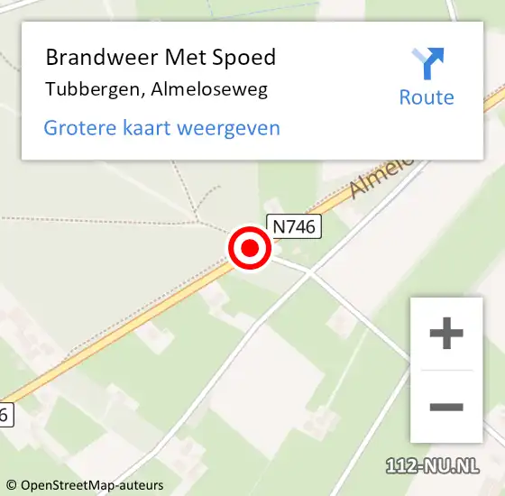 Locatie op kaart van de 112 melding: Brandweer Met Spoed Naar Tubbergen, Almeloseweg op 28 februari 2018 00:31