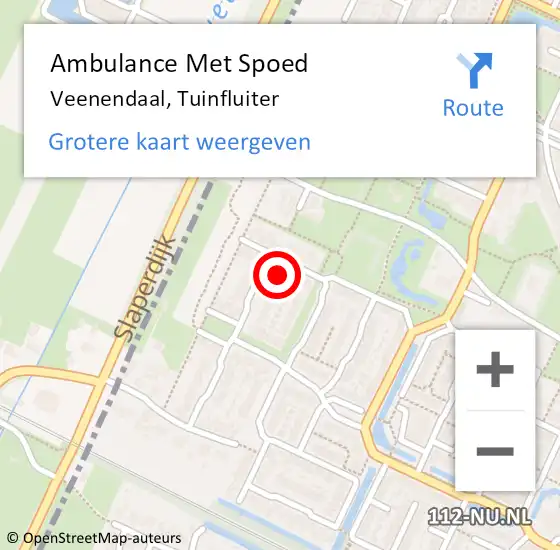 Locatie op kaart van de 112 melding: Ambulance Met Spoed Naar Veenendaal, Tuinfluiter op 28 februari 2018 01:19