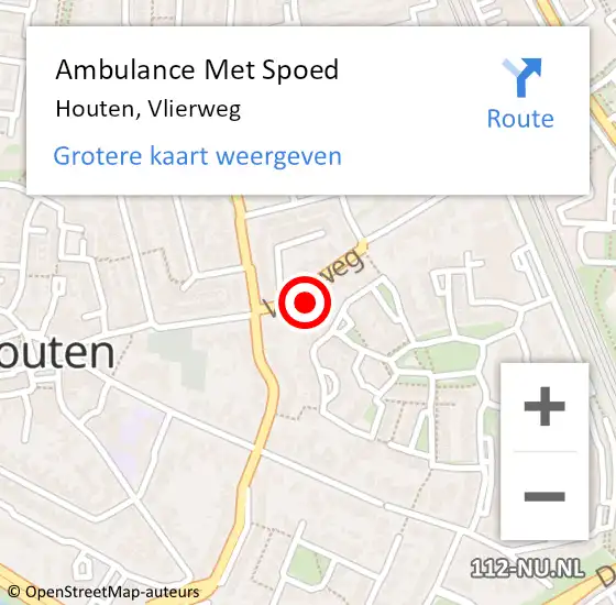 Locatie op kaart van de 112 melding: Ambulance Met Spoed Naar Houten, Vlierweg op 28 februari 2018 03:28