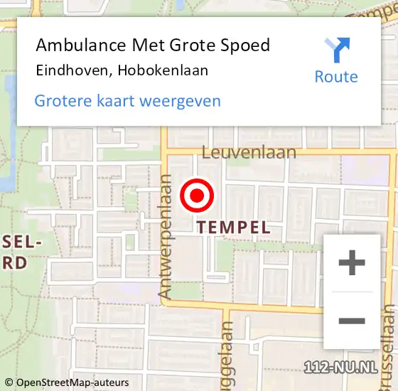 Locatie op kaart van de 112 melding: Ambulance Met Grote Spoed Naar Eindhoven, Hobokenlaan op 28 februari 2018 03:34