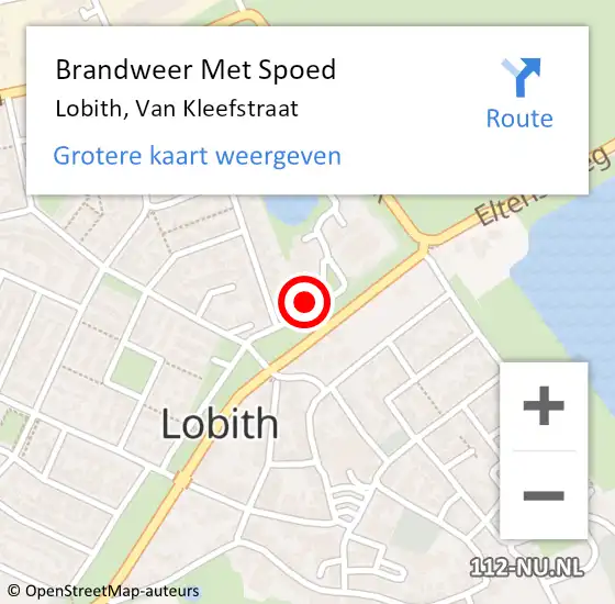 Locatie op kaart van de 112 melding: Brandweer Met Spoed Naar Lobith, Van Kleefstraat op 28 februari 2018 04:15