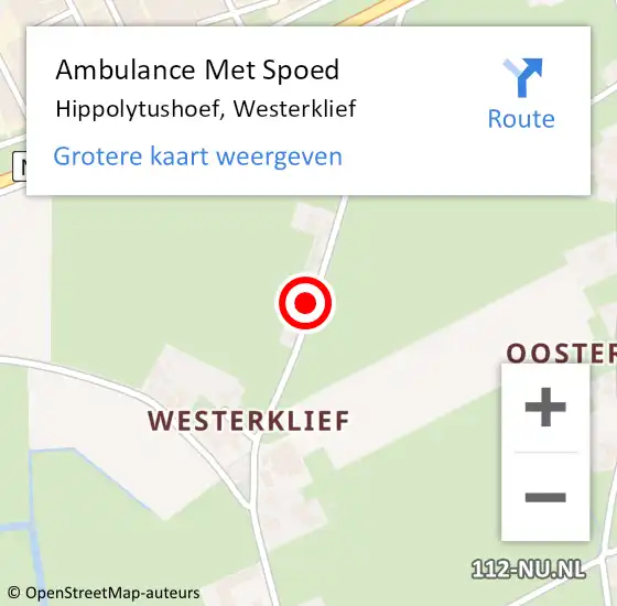 Locatie op kaart van de 112 melding: Ambulance Met Spoed Naar Hippolytushoef, Westerklief op 28 februari 2018 06:14