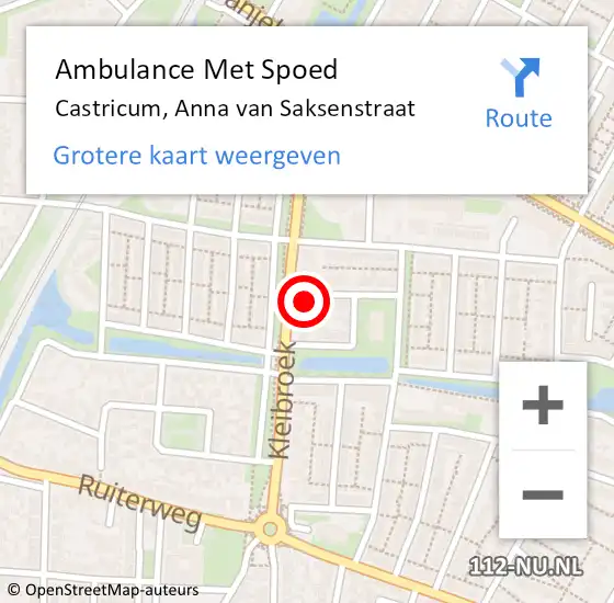 Locatie op kaart van de 112 melding: Ambulance Met Spoed Naar Castricum, Anna van Saksenstraat op 28 februari 2018 07:08