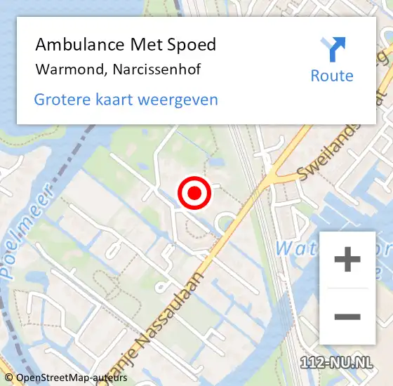 Locatie op kaart van de 112 melding: Ambulance Met Spoed Naar Warmond, Narcissenhof op 28 februari 2018 08:09