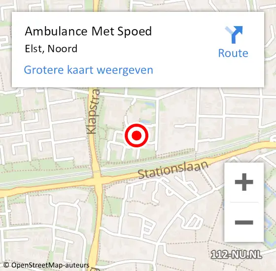 Locatie op kaart van de 112 melding: Ambulance Met Spoed Naar Wijchen, Elstweg op 28 februari 2018 08:24