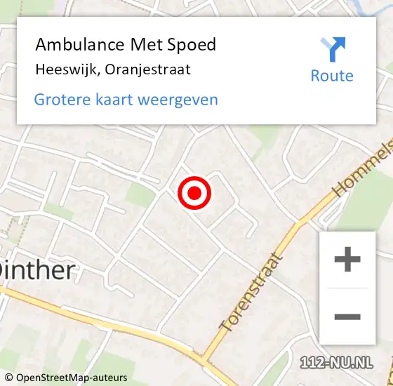 Locatie op kaart van de 112 melding: Ambulance Met Spoed Naar Heeswijk, Oranjestraat op 28 februari 2018 09:23