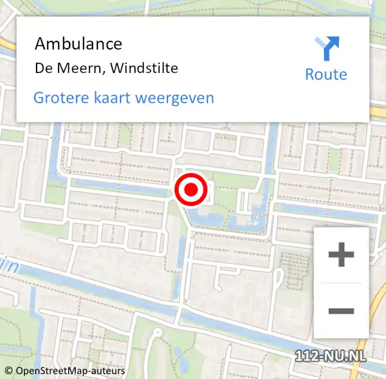 Locatie op kaart van de 112 melding: Ambulance De Meern, Windstilte op 28 februari 2018 09:53