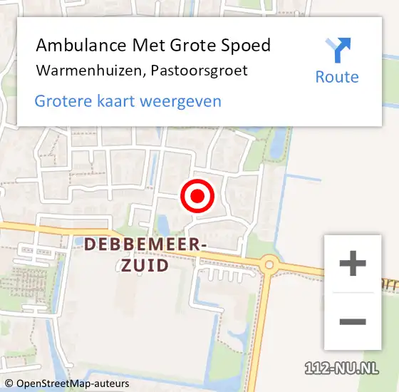 Locatie op kaart van de 112 melding: Ambulance Met Grote Spoed Naar Warmenhuizen, Pastoorsgroet op 28 februari 2018 10:00