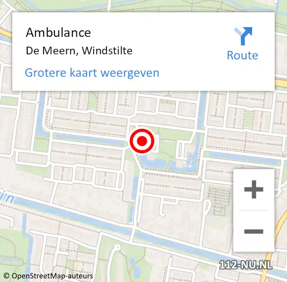 Locatie op kaart van de 112 melding: Ambulance De Meern, Windstilte op 28 februari 2018 10:37