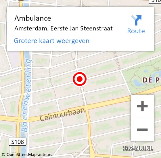 Locatie op kaart van de 112 melding: Ambulance Amsterdam, Eerste Jan Steenstraat op 28 februari 2018 11:13