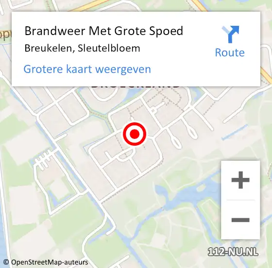 Locatie op kaart van de 112 melding: Brandweer Met Grote Spoed Naar Breukelen, Sleutelbloem op 28 februari 2018 11:14