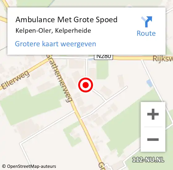 Locatie op kaart van de 112 melding: Ambulance Met Grote Spoed Naar Kelpen-Oler, Kelperheide op 28 februari 2018 11:40