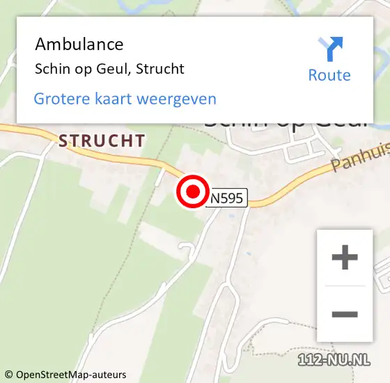 Locatie op kaart van de 112 melding: Ambulance Schin op Geul, Strucht op 17 februari 2014 16:28