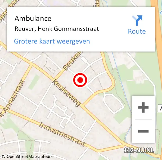 Locatie op kaart van de 112 melding: Ambulance Reuver, Henk Gommansstraat op 28 februari 2018 12:35