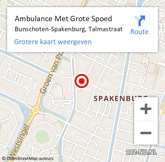 Locatie op kaart van de 112 melding: Ambulance Met Grote Spoed Naar Bunschoten-Spakenburg, Talmastraat op 28 februari 2018 12:51