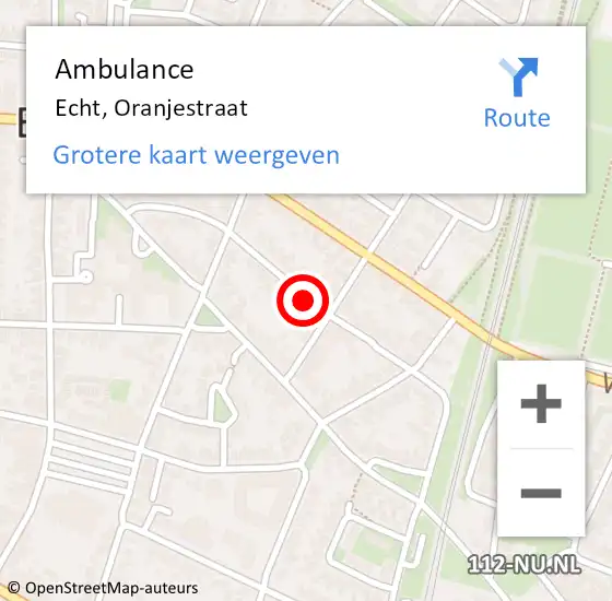 Locatie op kaart van de 112 melding: Ambulance Echt, Oranjestraat op 28 februari 2018 13:15