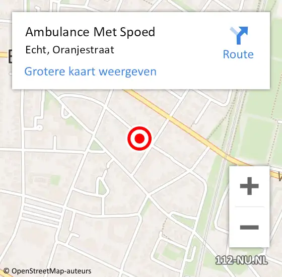 Locatie op kaart van de 112 melding: Ambulance Met Spoed Naar Echt, Oranjestraat op 28 februari 2018 13:16