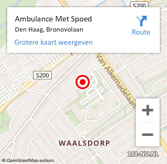 Locatie op kaart van de 112 melding: Ambulance Met Spoed Naar Den Haag, Bronovolaan op 28 februari 2018 14:09