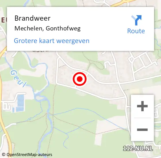 Locatie op kaart van de 112 melding: Brandweer Mechelen, Gonthofweg op 28 februari 2018 14:20