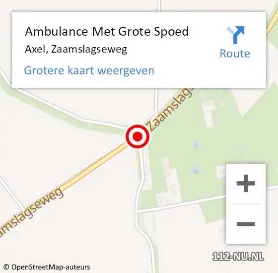 Locatie op kaart van de 112 melding: Ambulance Met Grote Spoed Naar Axel, Zaamslagseweg op 28 februari 2018 14:27