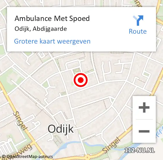 Locatie op kaart van de 112 melding: Ambulance Met Spoed Naar Odijk, Abdijgaarde op 28 februari 2018 14:44