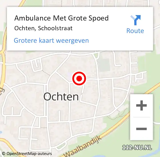 Locatie op kaart van de 112 melding: Ambulance Met Grote Spoed Naar Ochten, Schoolstraat op 28 februari 2018 14:56