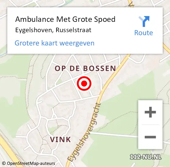 Locatie op kaart van de 112 melding: Ambulance Met Grote Spoed Naar Eygelshoven, Russelstraat op 22 september 2013 20:01