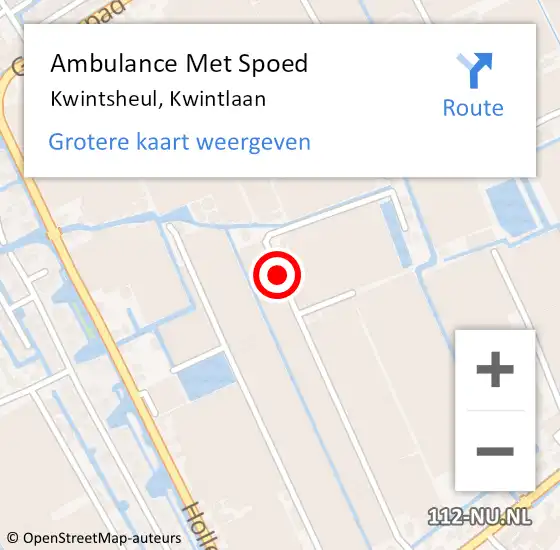 Locatie op kaart van de 112 melding: Ambulance Met Spoed Naar Kwintsheul, Kwintlaan op 28 februari 2018 15:37