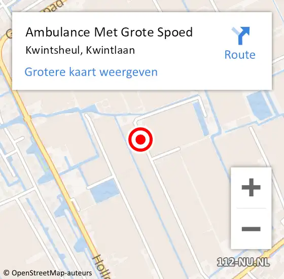 Locatie op kaart van de 112 melding: Ambulance Met Grote Spoed Naar Kwintsheul, Kwintlaan op 28 februari 2018 15:38