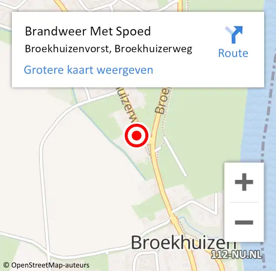 Locatie op kaart van de 112 melding: Brandweer Met Spoed Naar Broekhuizenvorst, Broekhuizerweg op 28 februari 2018 15:59