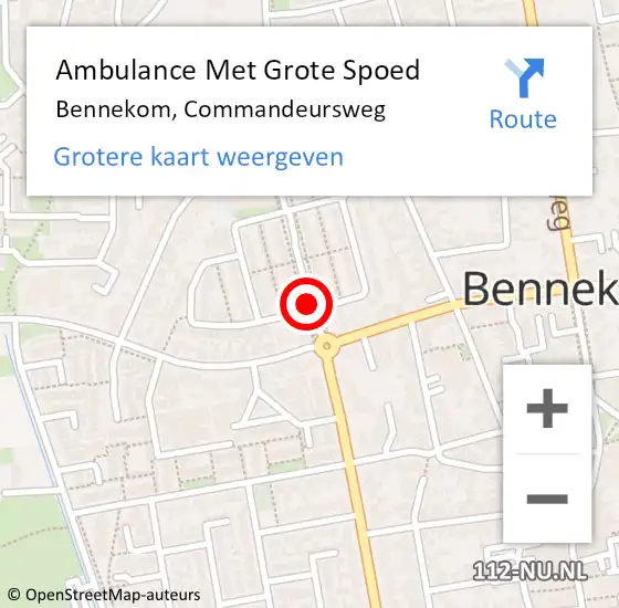 Locatie op kaart van de 112 melding: Ambulance Met Grote Spoed Naar Bennekom, Commandeursweg op 28 februari 2018 16:09