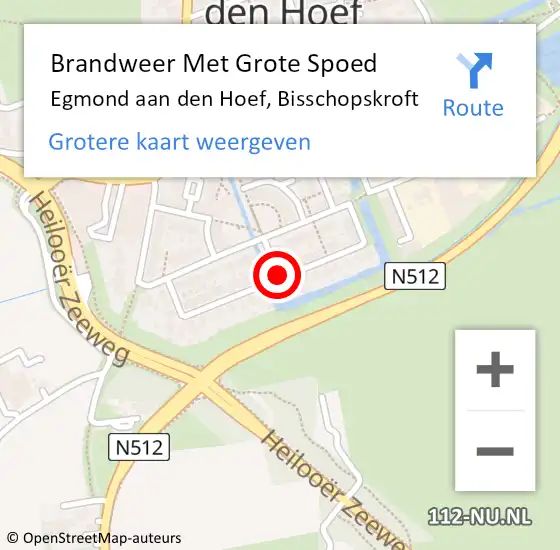 Locatie op kaart van de 112 melding: Brandweer Met Grote Spoed Naar Egmond aan den Hoef, Bisschopskroft op 28 februari 2018 16:38