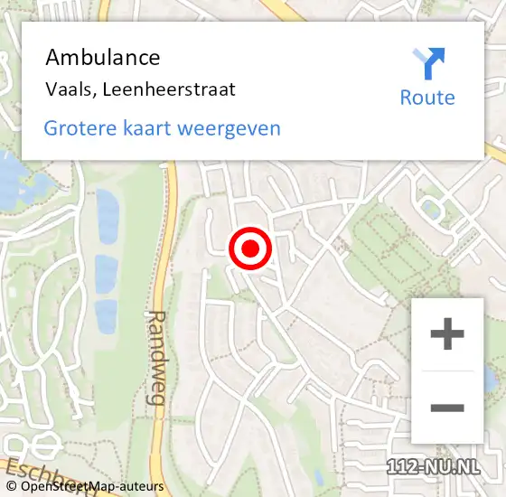 Locatie op kaart van de 112 melding: Ambulance Vaals, Leenheerstraat op 17 februari 2014 16:56