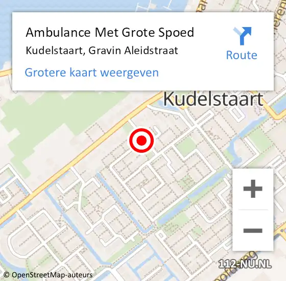 Locatie op kaart van de 112 melding: Ambulance Met Grote Spoed Naar Kudelstaart, Gravin Aleidstraat op 28 februari 2018 18:26