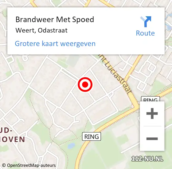 Locatie op kaart van de 112 melding: Brandweer Met Spoed Naar Weert, Odastraat op 28 februari 2018 18:48