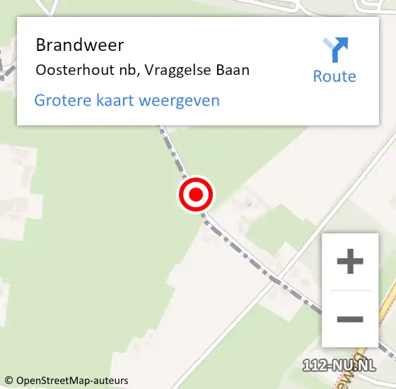Locatie op kaart van de 112 melding: Brandweer Oosterhout nb, Vraggelse Baan op 28 februari 2018 19:19