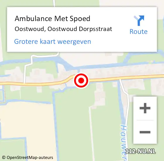 Locatie op kaart van de 112 melding: Ambulance Met Spoed Naar Oostwoud, Oostwoud Dorpsstraat op 28 februari 2018 19:19